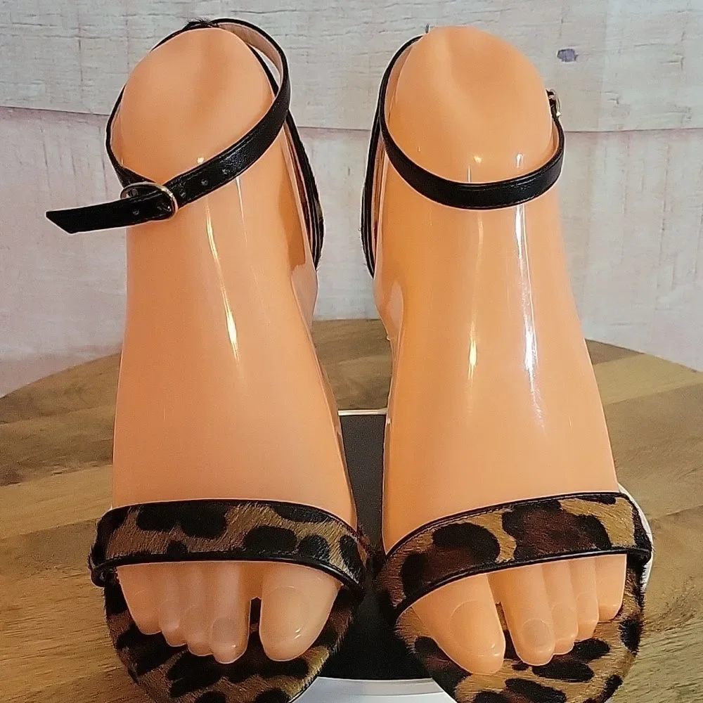 New J.CREW Leopard Print Heels Sparkly Bottom